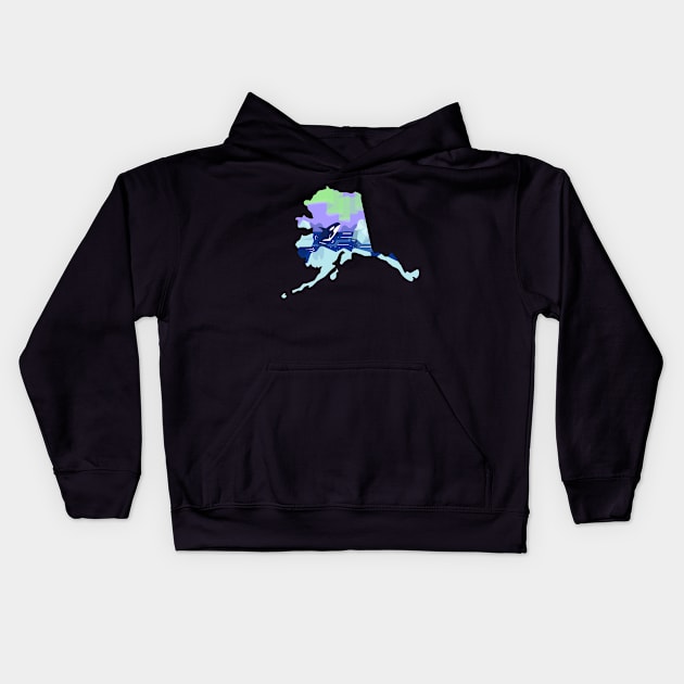 Alaska USA illustration featuring a whale and icebergs Kids Hoodie by keeplooping